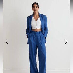 NEW • Madewell • Women’s Double-Breasted Crossover Blazer 100% Linen Bluestone